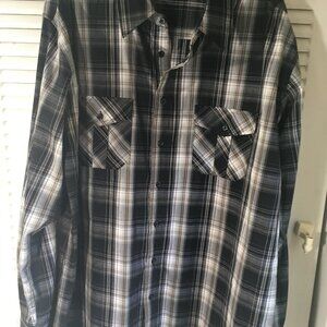 Beverly Hills Polo Club  sz xxlb button shirt long sleeve black plaid pockets